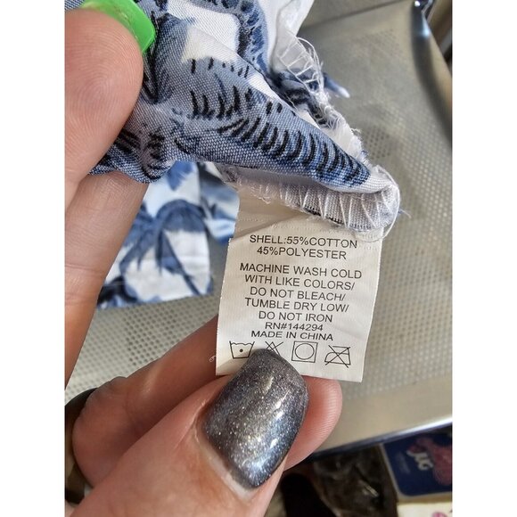 Han Ton  Blue Tropical Hawaiian Shirt Men's Large Palm Trees Cruiser Beach - Picture 4 of 6